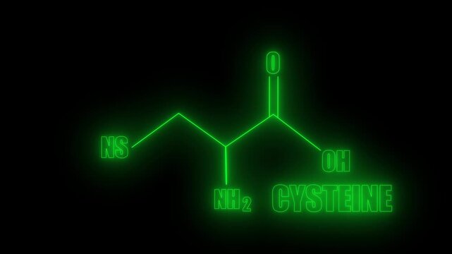 Glowing Green Chemical Molecular Structure of Cysteine Amino Acid chemical formula green neon