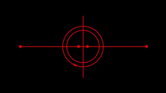 Red Sniper Scope Crosshair Target Symbol on Black Background