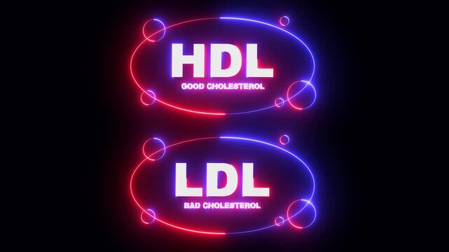 glowing neon HDL Good and LDL bad cholesterol icon isolated on black background blood vessel density. icon representing LDL and HDL cholesterol levels symbolizing heart healthy fats and nutrition.
