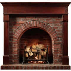 Cozy rustic brick fireplace warmth