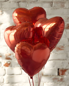 Heart-shaped balloons celebrate love indoor setting photography bright light