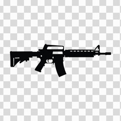 Black Silhouette Assault Rifle Gun Icon Vector