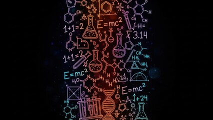 Colorful digital numbers flowing on black background