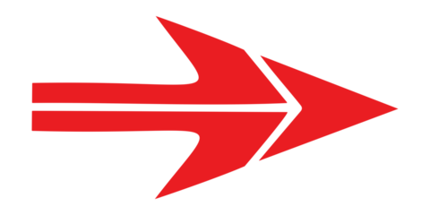 Dynamic red arrow pointing right, indicating direction, speed, or progress