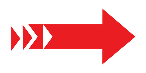 Red arrow with preceding triangles indicating direction and forward movement