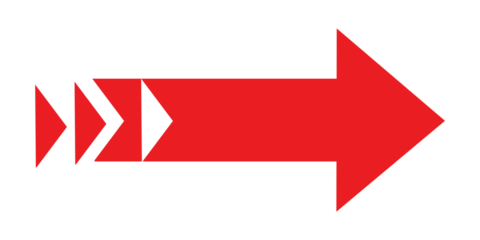 Red arrow with preceding triangles indicating direction and forward movement