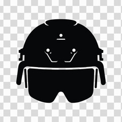 Silhouette Military Helmet with Goggles Vector Illustration
