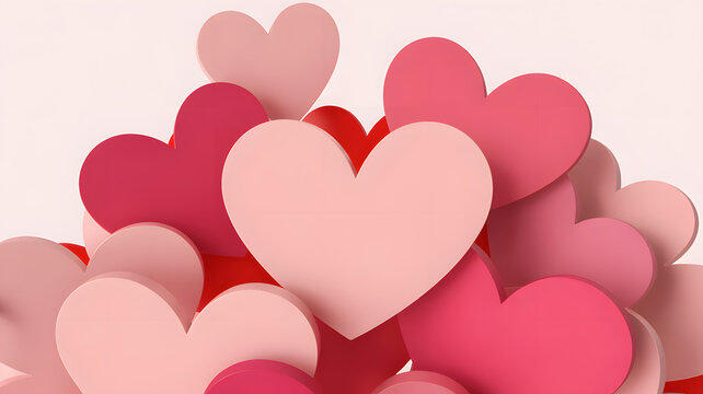 A bunch of pink and red hearts on a light pink background for valentines day or love themed designs and projects