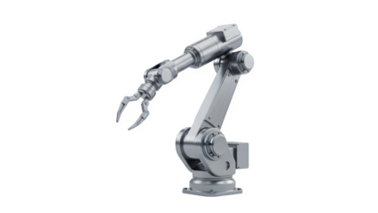 Industrial robotic arm isolated on transparent background