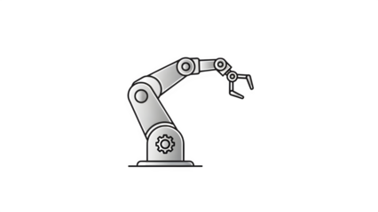 Industrial robotic arm isolated on transparent background