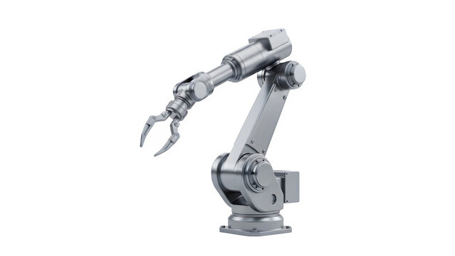 Industrial robotic arm isolated on transparent background