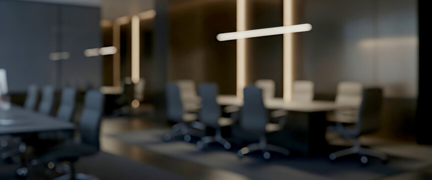 Fully blurred luxury office background at night with refined professional look. Ideal for premium corporate branding and finance advertising.