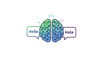 Glowing blue and green brain on transparent background isolated on transparent background
