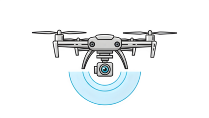 Drone with a light on isolated on transparent background