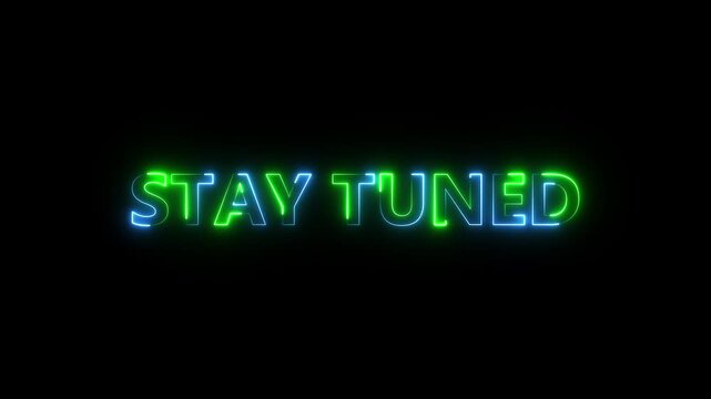 coming soon with vibrant neon stay tuned message on dark background for marketing campaign