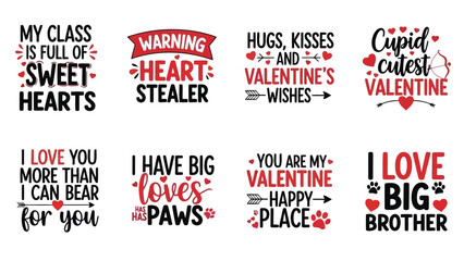 Fototapeta premium Charming valentine s day typography designs featuring hearts cupid and affectionate phrases for loved ones