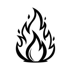 minimal black white fire flame icon silhouette graphic illustration symbol bold contrast energy heat danger power.