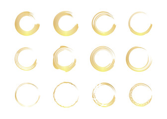 Golden Abstract Circular Brush Rings PNG Transperant background 