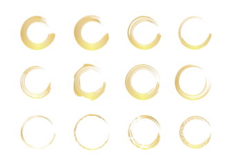 Golden Abstract Circular Brush Rings PNG Transperant background 