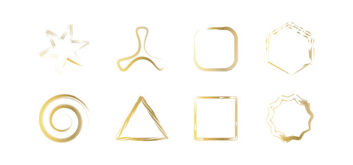 Minimal Abstract golden Geometric Shapes Outline Design Elements Set PNG Transperant 