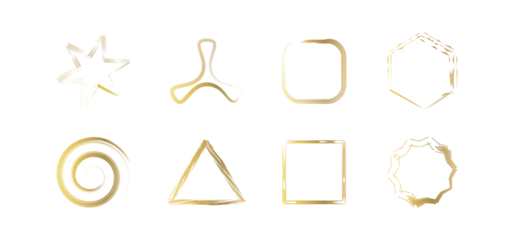Minimal Abstract golden Geometric Shapes Outline Design Elements Set PNG Transperant 