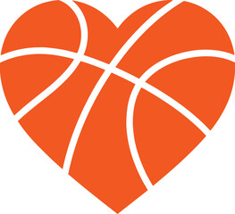 Basketball Heart Love Icon Flat Vector