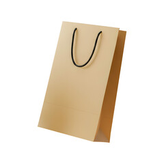 Realistic 3D Render of a Kraft Paper Shopping Bag