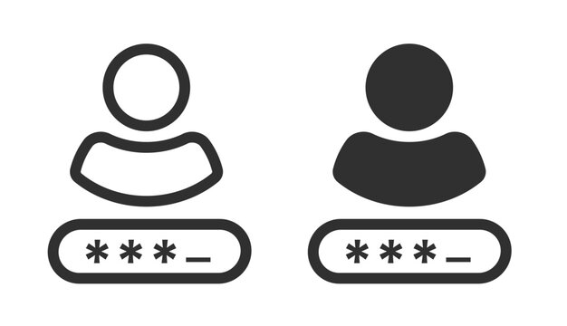 User password code validation tech icon line stroke bold solid simple graphic illustration set, account security authentication access passkey, identity interface ui sign symbol, member login clip art