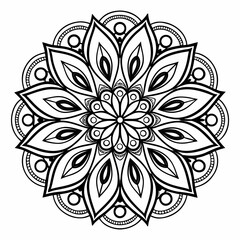 Fototapeta premium Intricate Monochrome Fine Line Mandala Art Pattern for Meditation