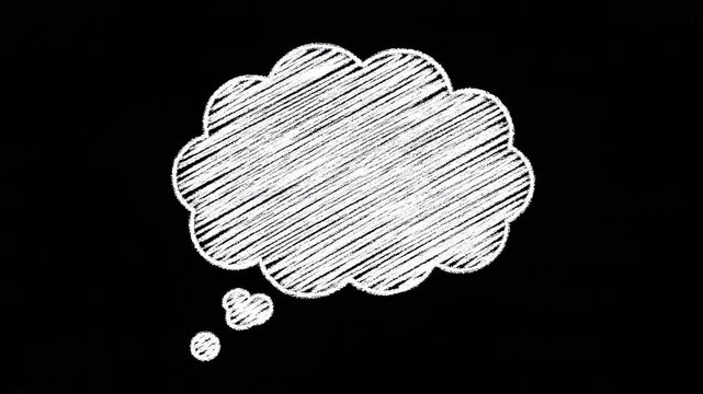 Animated chalk thought bubble with swirling clouds effect, great for ideas and communication concepts