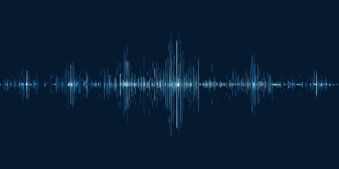 Obraz premium a blue sound wave on a dark background with light reflections