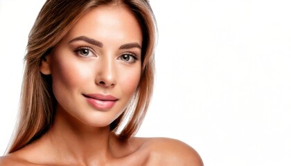 Fototapeta premium Beautiful Young Woman with Healthy Glowing Skin.