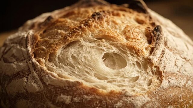 Freshly Baked Artisan Sourdough Bread with Crust Detail