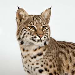 Fototapeta premium Bobcat standing alert in woodland