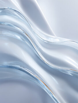 滑らかなシルクのような質感の白と水色の抽象背景