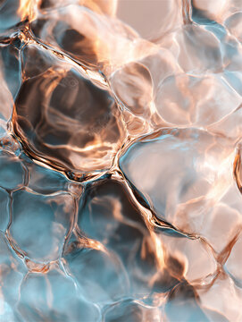 水面に反射する光と影の抽象的な3Dレンダリング