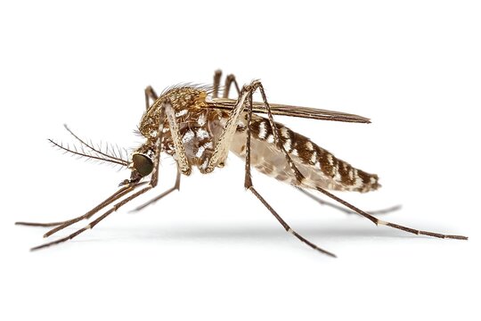 Detailed mosquito insect isolated on white background macro lens professional stock image, Realistic Photo - Powered by Adobe