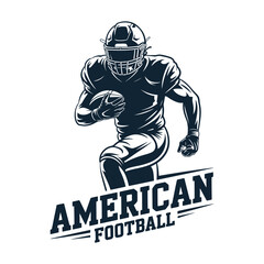 American football player running with ball in hand  Sports action illustration icon © Nur