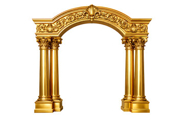 Naklejka premium Luxurious Decorative Gold Portal with Baroque Details and Corinthian Pillars for Wedding Background