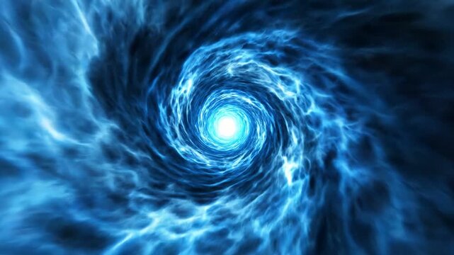 Abstract blue energy vortex tunnel with swirling light effect in a seamless looping motion background