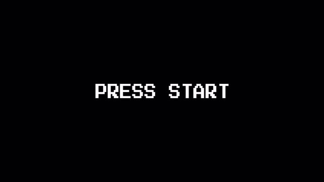 Press Start Game Ui Screen animation on transparent background, Press Start ui message with alpha channel in 4k.