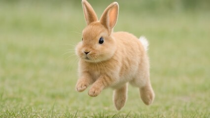 Obraz premium Adorable bunny hopping outdoors.