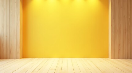 A potted plant sits on a wooden floor in a room with yellow walls