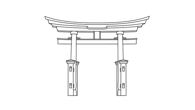 A traditional Japanese torii gate, a symbol of entrance to a shrine or temple, 
