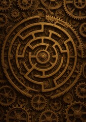 Naklejka premium Intricate steampunk gear design.