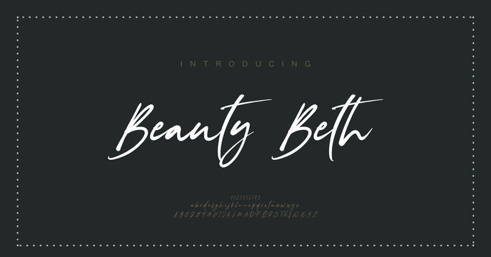 Beauty Beth, Script alphabet letters font logo. Typography luxury classic lettering serif italic fonts decorative wedding vintage retro logos. vector illustration
