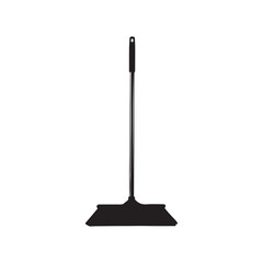 Broom with long metal handle for sweeping floors on a white background