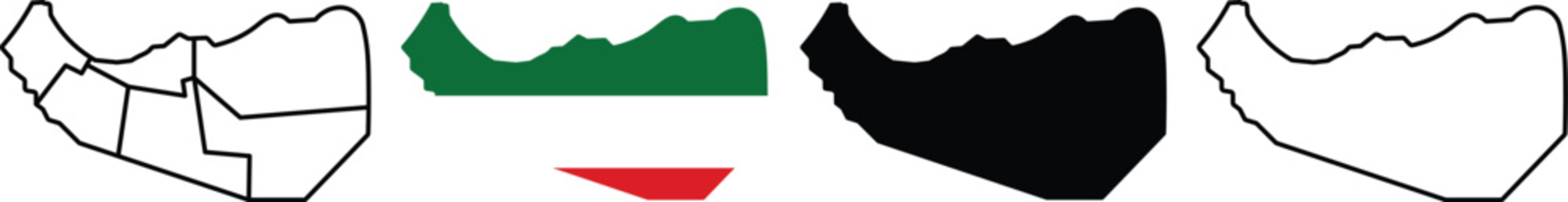 Somaliland map icon set. Somaliland geographical borders isolated on Transparent background. Flag of Somaliland.