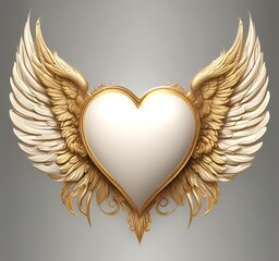 Magical Valentine heart with fairy wings, dreamy romantic mood, soft lighting