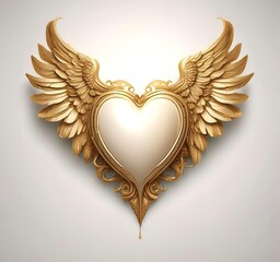 Magical Valentine heart with fairy wings, dreamy romantic mood, soft lighting